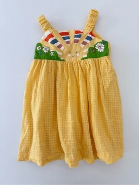 MAX Girls Yellow Sunshine Summer Dress 100% Cotton Size 7-8Y